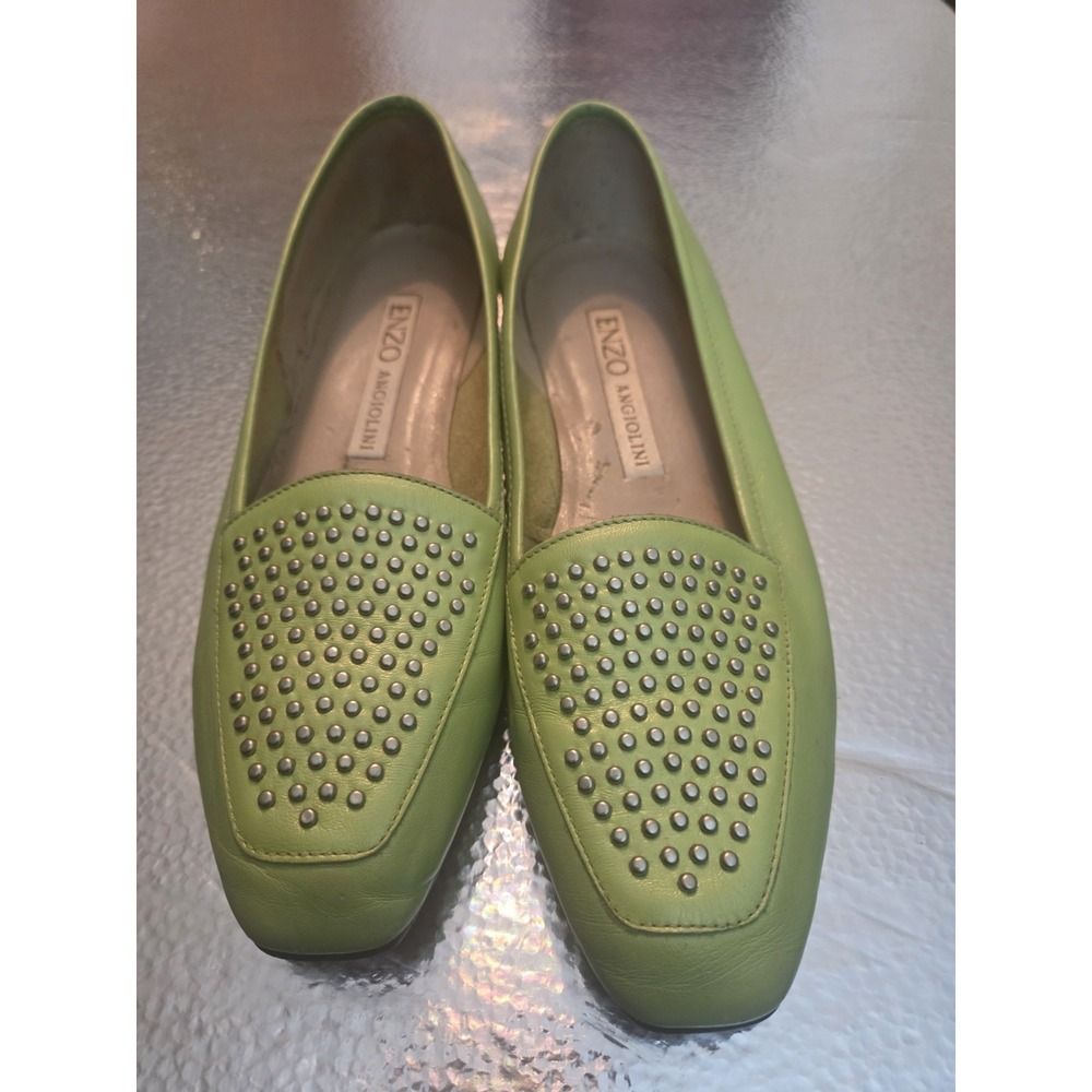 Enzo Angiolini Loafers, Studded Design, Lime Green ,Women's Size 8